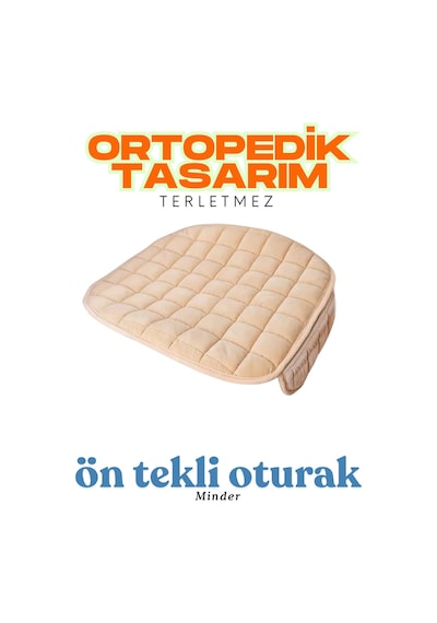 Bej Kadife Yüzeyli Ön Tekli Araba Oturak Minderi Kaymaz, Evrensel Uyumlu Konforlu Tasarım