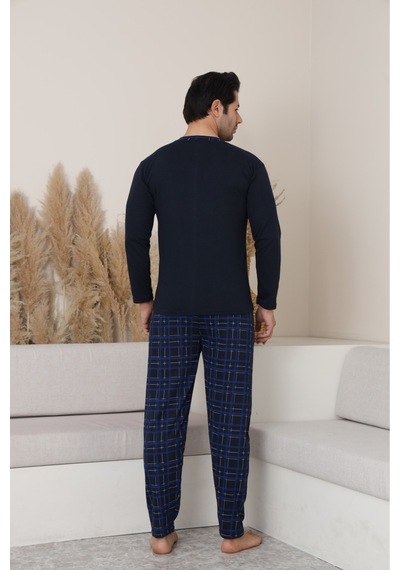 Sude Homewear Erkek Uzun Kol Pijama Takımı Lacivert
