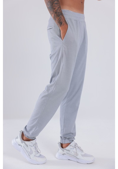 Rowinger Premium Merserize Kumaş Logolu Lastikli Paça Jogger Erkek Eşofman Altı Grey