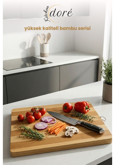 Bambu Kesme Tahtası 22 X 32 Cm Kesim Panosu Ekru