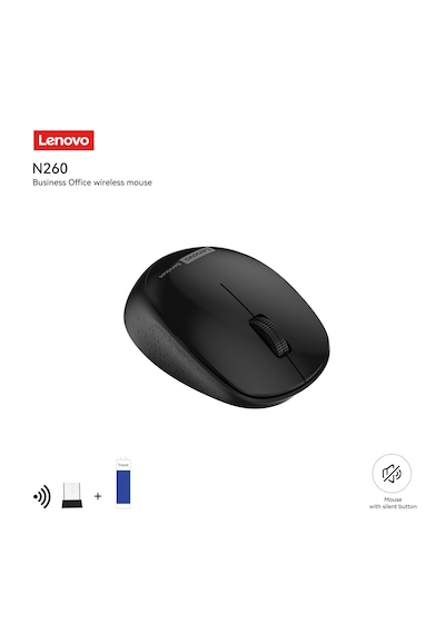 N260 Sessiz Kablosuz Mouse Siyah Usb Alıcılı Pil Dahil 870042253