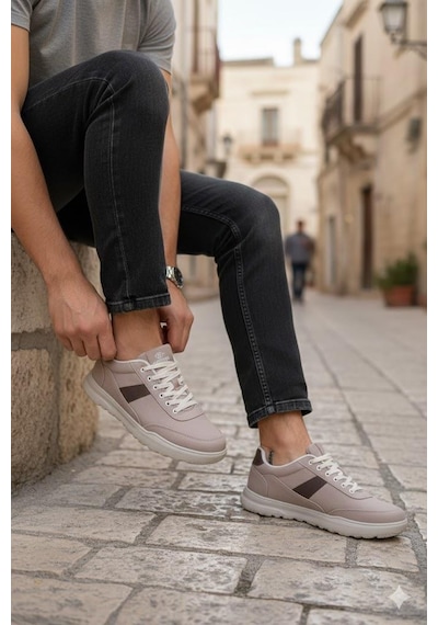 Fort 0226 Dks Keten Rahat Hafif Sneaker Erkek Ayakkabı Bej