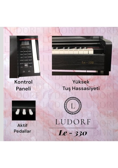 Ludorf Le 330 Siyah Profesyonel Dijital Piyano 88 Tuşlu Tuş Hassasiyetli +tabure / Kulaklık