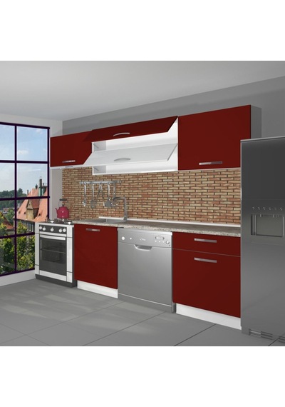 Decoraktiv Elite 220 Mdf Hazır Mutfak Dolabı - Tezgah Dahil - Bordo