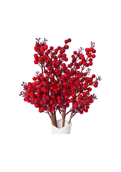 2 Adet El Yapımı Kokina Red Berry Yılbaşı Süs , Ev Parti Kış Noel Yılbaşı Süsü T107