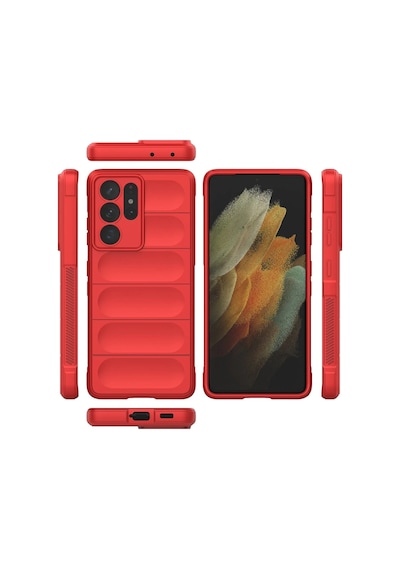 Hnrlıshp Newface Samsung Galaxy Uyumlu  S21 Ultra Kılıf Optimum Silikon - Kırmızı
