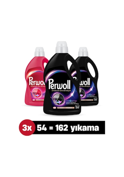 Perwoll Hassas Bakım Sıvı Çamaşır Deterjanı 2,97 L 2'li set : x2 Siyah, x1 Renkli (162 Yıkama)