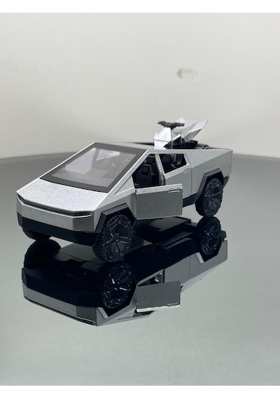 Tesla Cyber Truck 1:32 Ölçek Metal Çek Bırak 12 Cm Oyuncak Araba - Gri