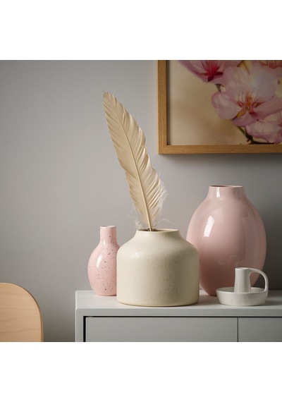 Ikea Blodbjörk Seramik Vazo 16 Cm Bej