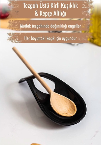 Akrilik Siyah Tezgah Üstü Kirli Kaşıklık & Kepçe Altlığı Akrilik Siyah Diğer