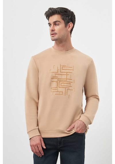 Morven Erkek Bej Trend Bisiklet Yaka Sweat-shirt 25ks063002653 Bej Bej