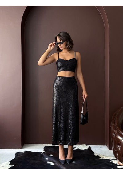 Verymoda Payetli Büstiyer - Parti Ve Davet Şıklığı F1979 Siyah
