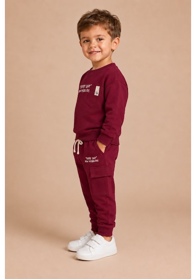 Ahengim Erkek Çocuk Pamuklu Baskılı 2 Li Takım Sweatshirt Eşofman Altı 1-4 Yaş Ak122 Bordo Ahengim Erkek Çocuk Pamuklu Baskılı 2 Li Takım Sweatshirt Eşofman Altı 1-4 Yaş Ak122 Bordo