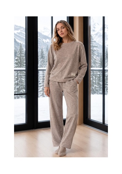 Pijamoni Kadın Bisiklet Yaka Uzun Kol Selanik Kışlık Pijama Takımı 1155-3 - 1 Adet Kahverengi Pijamoni Kadın Bisiklet Yaka Uzun Kol Selanik Kışlık Pijama Takımı 1155-3 - 1 Adet Kahverengi