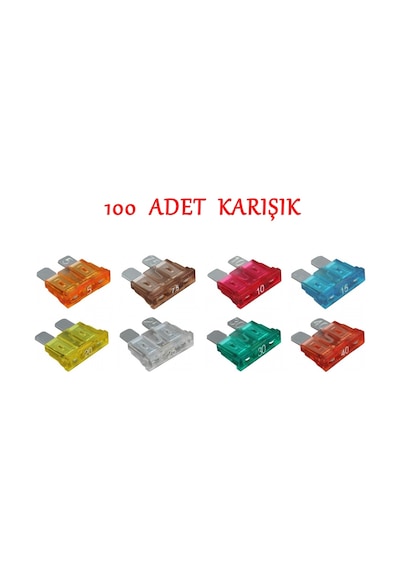 Karışık Orta Boy Oto Bıçak Sigorta 100 Adet