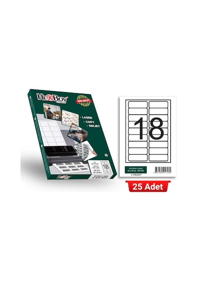 Herboy Hb-1318 83 X 30 Mm A4 Laser Etiket 25 Adet