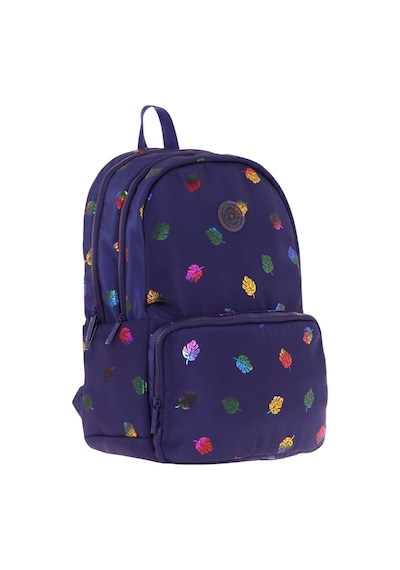 Kaukko Shine Üç Bölmeli Lacivert Yaprak Desenli Sırt Çantası - K1778 Lacivert