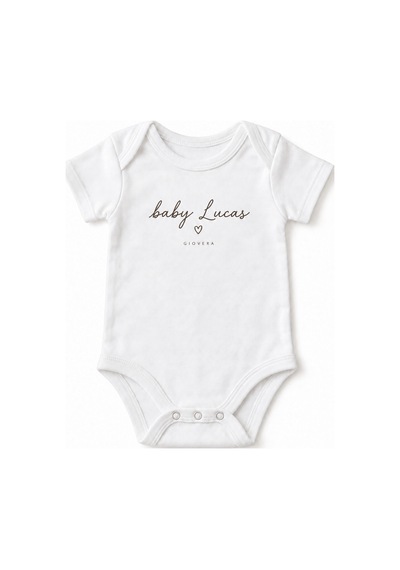 Gıovera İsme Özel Baby Yazılı Minik Kalpli Beyaz Pamuklu Bebek Zıbın Body