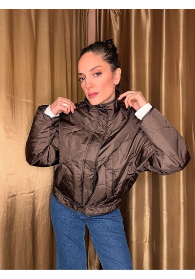 Ali Butik Kahve Kapitone Altı Bağlamalı Mont Kahverengi