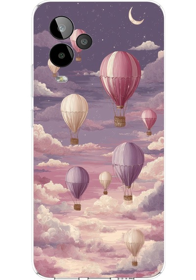 General Mobile Gm 24 Pro Uyumlu Mor Gökyüzü Ve Uçan Balon Baskılı Silikon Kılıf Renkli