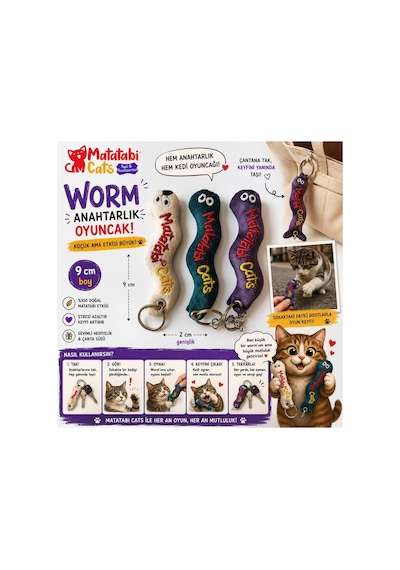Anahtarlık Worm Çok Renkli
