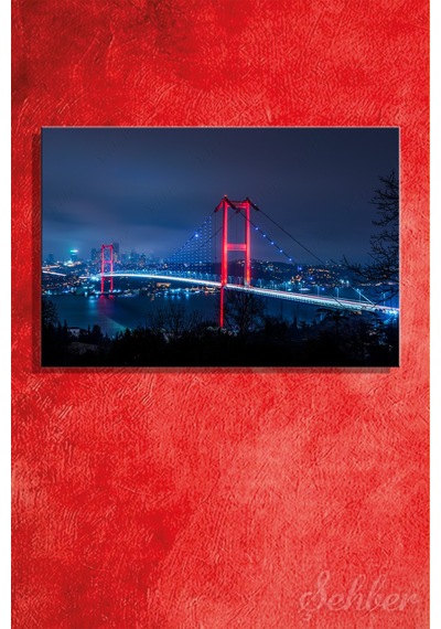 Yatay Tekli Kanvas Tablo Modern Ev Kafe Ofis Gece 15 Temmuz Şehitler Köprüsü Manzara 2324