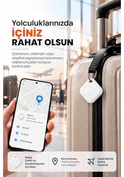 Kensa Airtag Apple iOS Uyumlu & Android Uyumlu Akıllı Takip Cihazı Sesli Bulma Özellikli Beyaz
