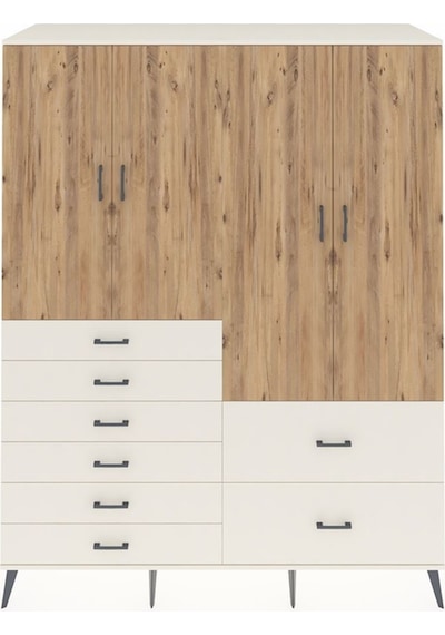 Kronos Gardrop 7 Raflı 8 Çekmeceli 4 Kapaklı 176x59x221 Aytaşı-çam/aytaşı Çam/aytaşı