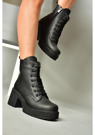 Fox Shoes T996533009 Siyah Kalın Topuklu Kadın Bot Siyah