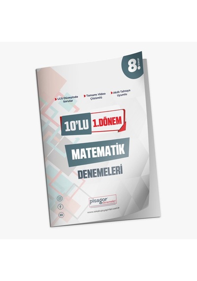 8. Sınıf Pisagor 1. Dönem 10'lu Matematik Branş Denemeleri -  Zeka Küpü Yayınları