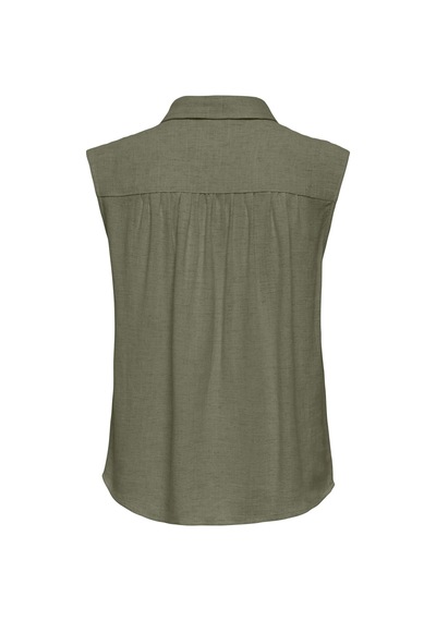 Only Onlsiesta Keten Karışımlı Regular Fit Klasik Yaka Bluz Bayan Bluz 15367416 Haki