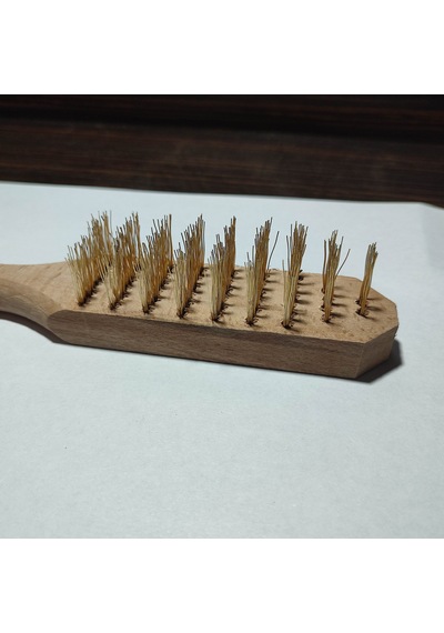 Hşap Saplı Sarı Çelik Telli Fırça , Temizlik Fırçası,