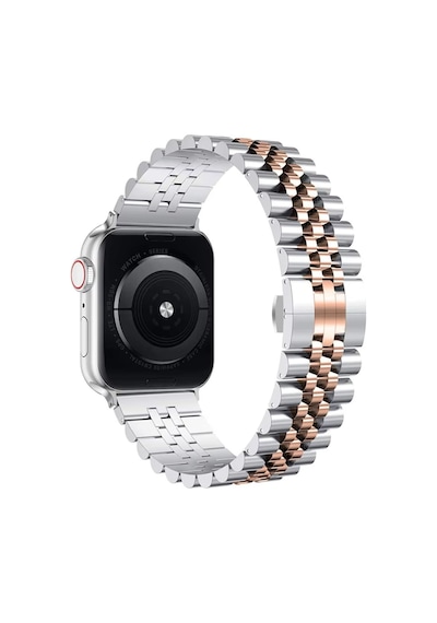 Forzacase Apple Watch 10 42mm İle Uyumlu Rolex Tasarım Metal Kordon Kayış - Fc879 Gümüş - Rose