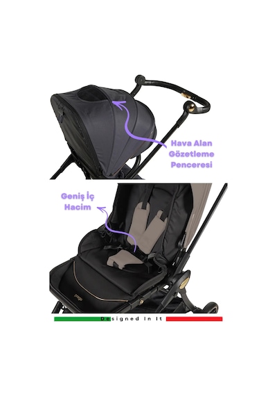 Prego Toronto Plus 2232 Çift Yönlü Katlanabilen Travel Sistem Bebek Arabası 22 Kg Taşıma Kapasitesi Kahve