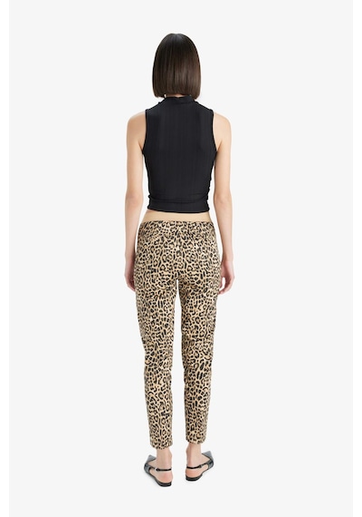DeFacto Sigaret Saten Kumaş Pantolon Leopar Desenli Normal Bel Beli Lastikli Düz Paça J8741AZ25SPBG350