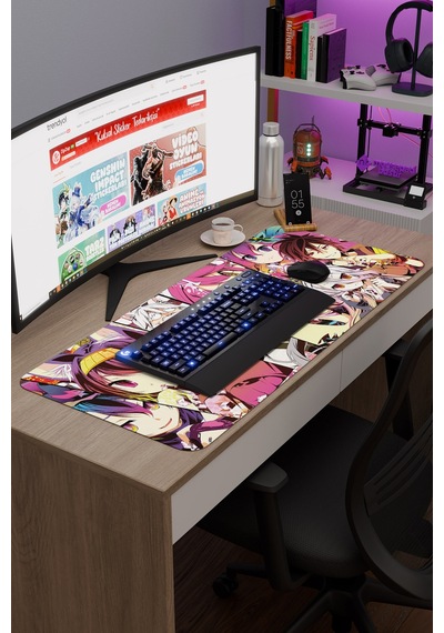 No Game No Life Anime V2 - 90x40 Xxl Gaming Kauçuk Kaymaz Taban Mouse Pad Fare Altlığı