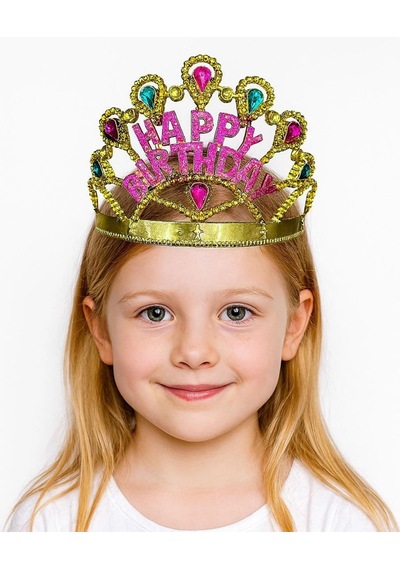 Altın Renk Happy Birthday Yazılı Doğum Günü Tacı 60 Cm Standart