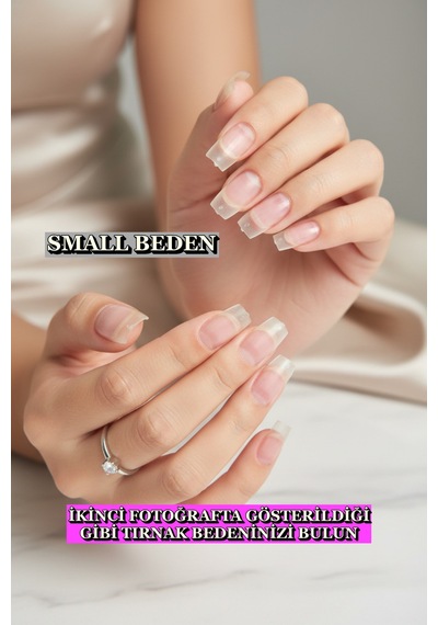 100 Adet Small Mat Kare Takma Tırnak Seti Orta Uzunlukta Yapıştırıcı Hediyeli. Tam Elinize Göre Small