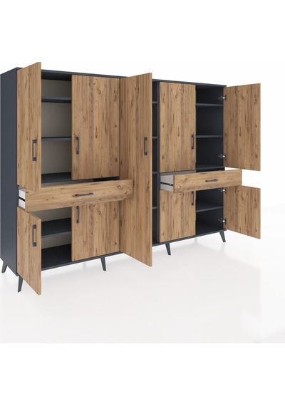 Hyperion Dolap 12 Raflı 2 Çekmeceli 8 Kapaklı 220x44x163 Antrasit Antrasit-çam Hyperion Dolap 12 Raflı 2 Çekmeceli 8 Kapaklı 220x44x163 Antrasit Antrasit-çam
