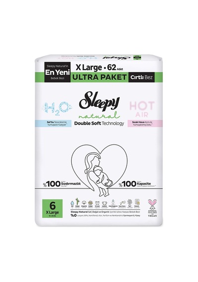 3 Adet Sleepy Natural Double Soft X Large Çocuk Bezi 62'li Diğer