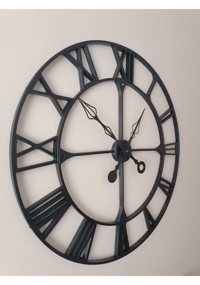 Büyük Boy Roman Rakamlı Metal Duvar Saati 90x90 Cm