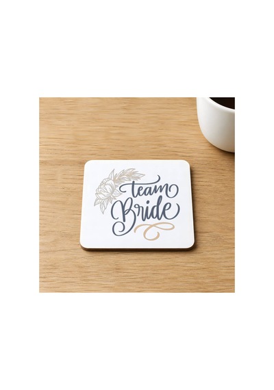 Team Bride Yazı Baskılı 9x9 Cm Kare Mdf Bardak Altlığı Ahşap Çok Renkli