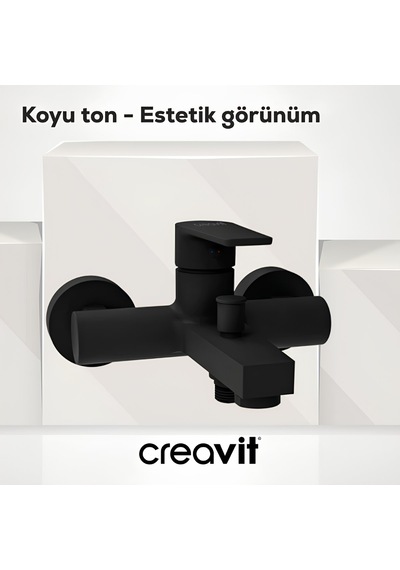 Creavit Sharp Lavabo Banyo Eviye Bataryası 3'lü Set SR1500S-SR2510S-SR8500S Siyah