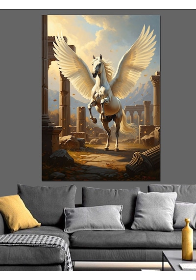 Ahşap Tablo Kanatlı At Pegasus Heykeli