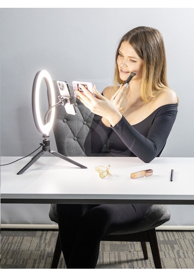 Ensiga Masa Ayaklı 10 Inç Led Ring Lıght Influencer Youtuber Tiktok Telefon Tutucu Makyaj Işığı