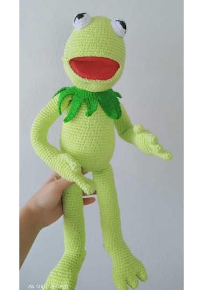 Amigurumi oyuncak bebek nostaljik karakter kermit kurbağa 40cm