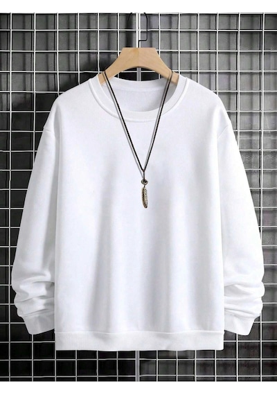 Startmore Extended Sizes Plus Playing Card & Skull Print Drop Shoulder Sweatshirt Beyaz Beyaz