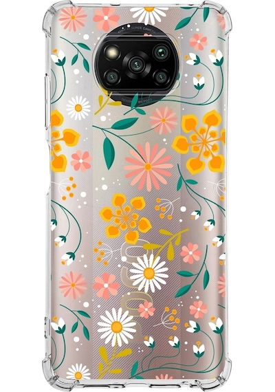 Xiaomi Poco X3 Pro Köşe Korumalı Antişok Kapak Çiçek Tasarımlı Şeffaf Silikon Kılıf