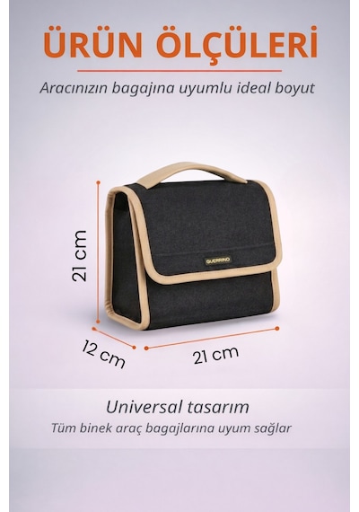 Oto Bagaj Organizer Bagaj Çantası S Boy Kaymaz Cırt Bantlı Velur Kompakt Düzenleyici - Scx6