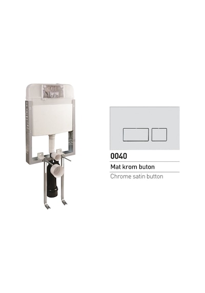 Nkp Mat Gri Gömme Rezervuar Seti Asma Klozet Uyumlu 8 Cm 3/6 Litre 0020-0040 Gri